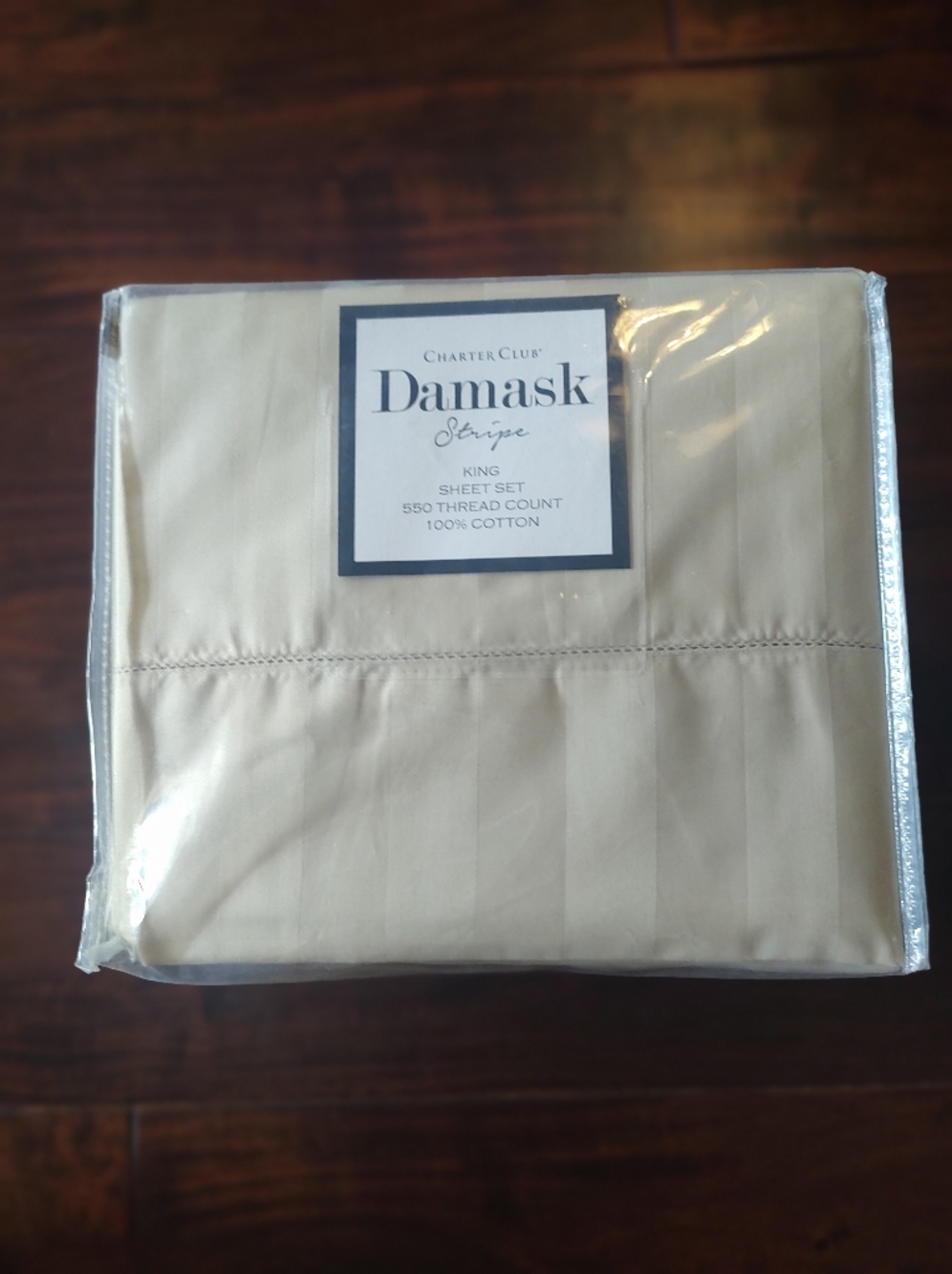 Charter Club Damask Stripe King Sheet Set - Tan